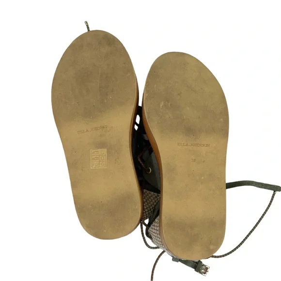 Ulla Johnson Olive Suede Lace-Up Platform Sandals - Picture 9 of 10